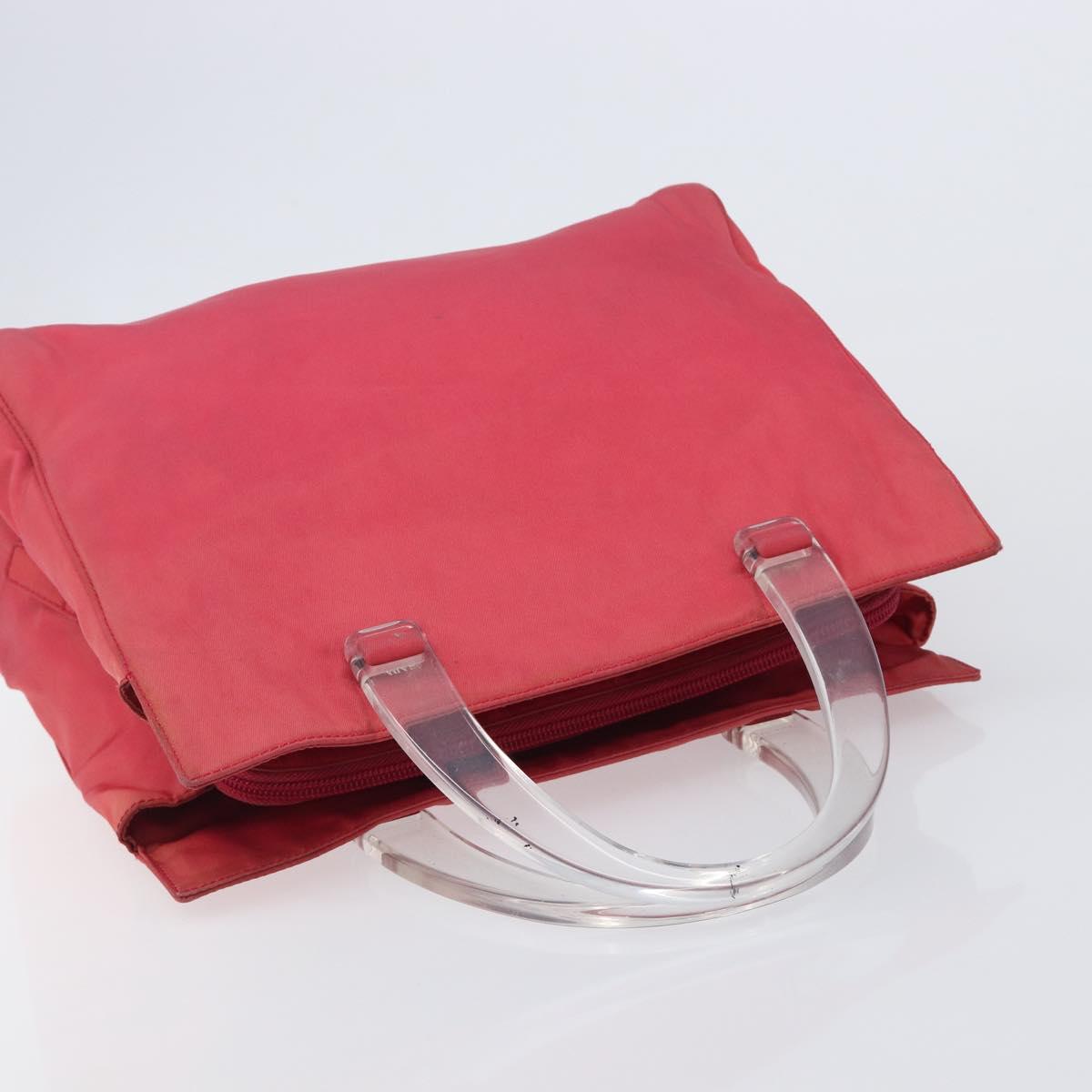 PRADA Hand Bag Nylon Pink Silver Auth 206488