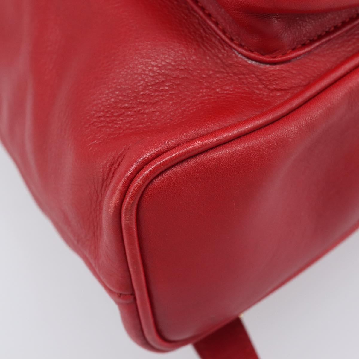 GUCCI Bamboo Backpack Leather Red Gold 003 3444 0030 Auth 206489