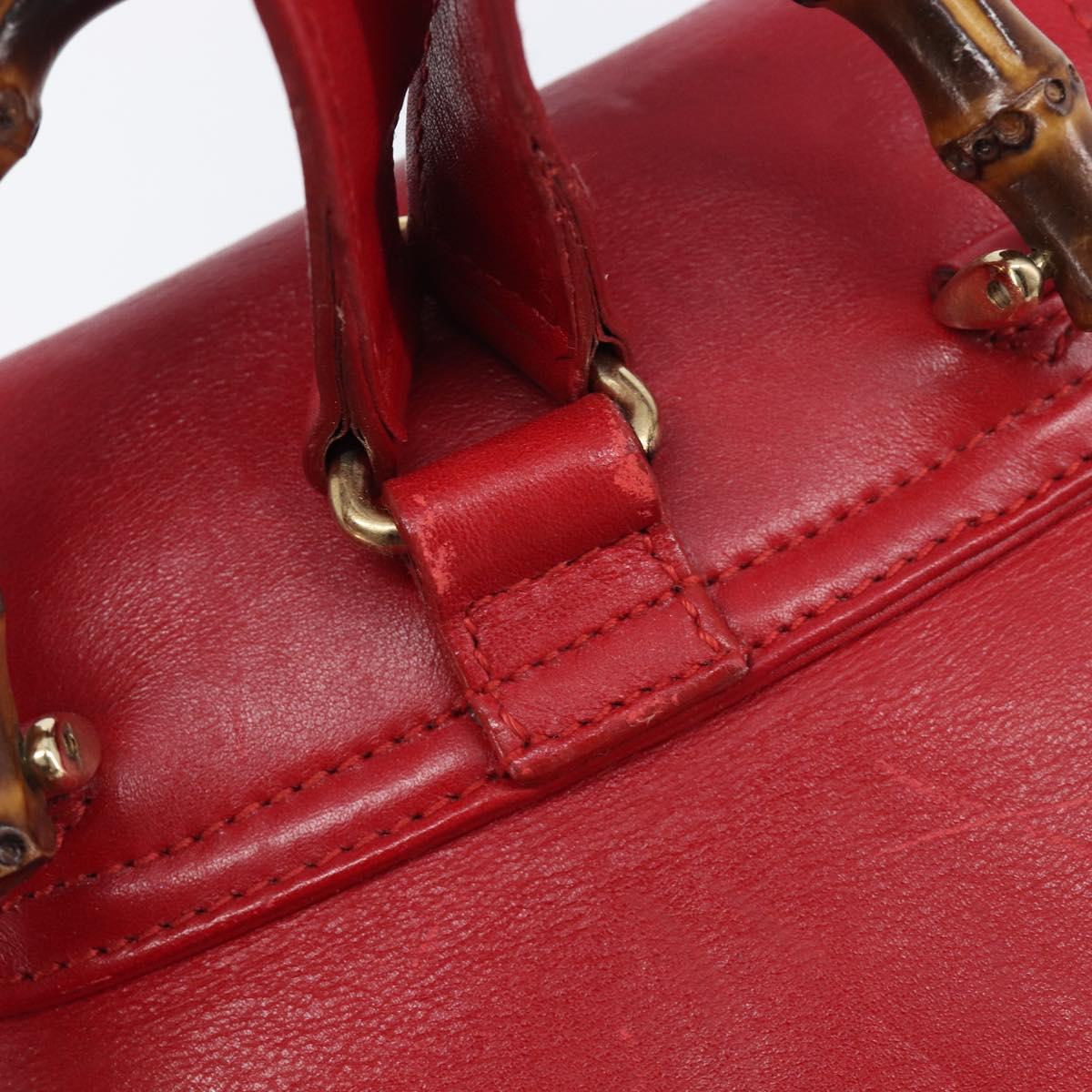 GUCCI Bamboo Backpack Leather Red Gold 003 3444 0030 Auth 206489