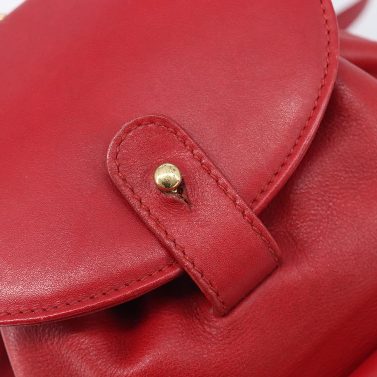 GUCCI Bamboo Backpack Leather Red Gold 003 3444 0030 Auth 206489