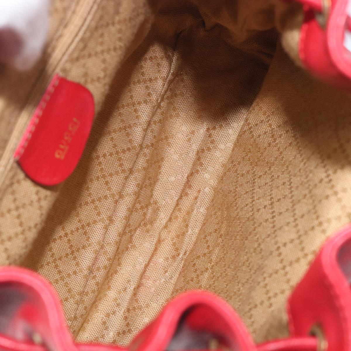 GUCCI Bamboo Backpack Leather Red Gold 003 3444 0030 Auth 206489