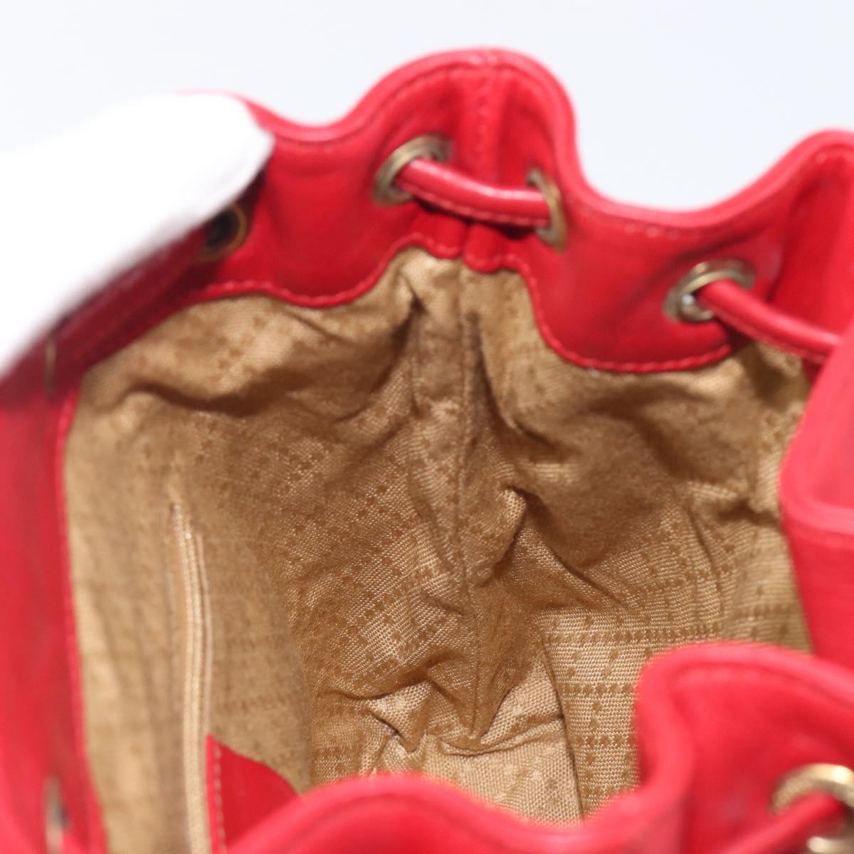 GUCCI Bamboo Backpack Leather Red Gold 003 3444 0030 Auth 206489