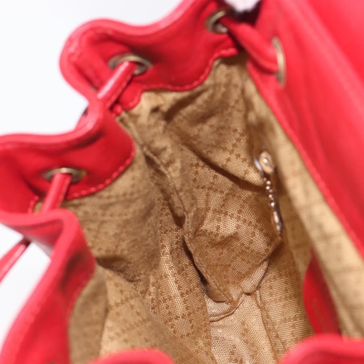 GUCCI Bamboo Backpack Leather Red Gold 003 3444 0030 Auth 206489