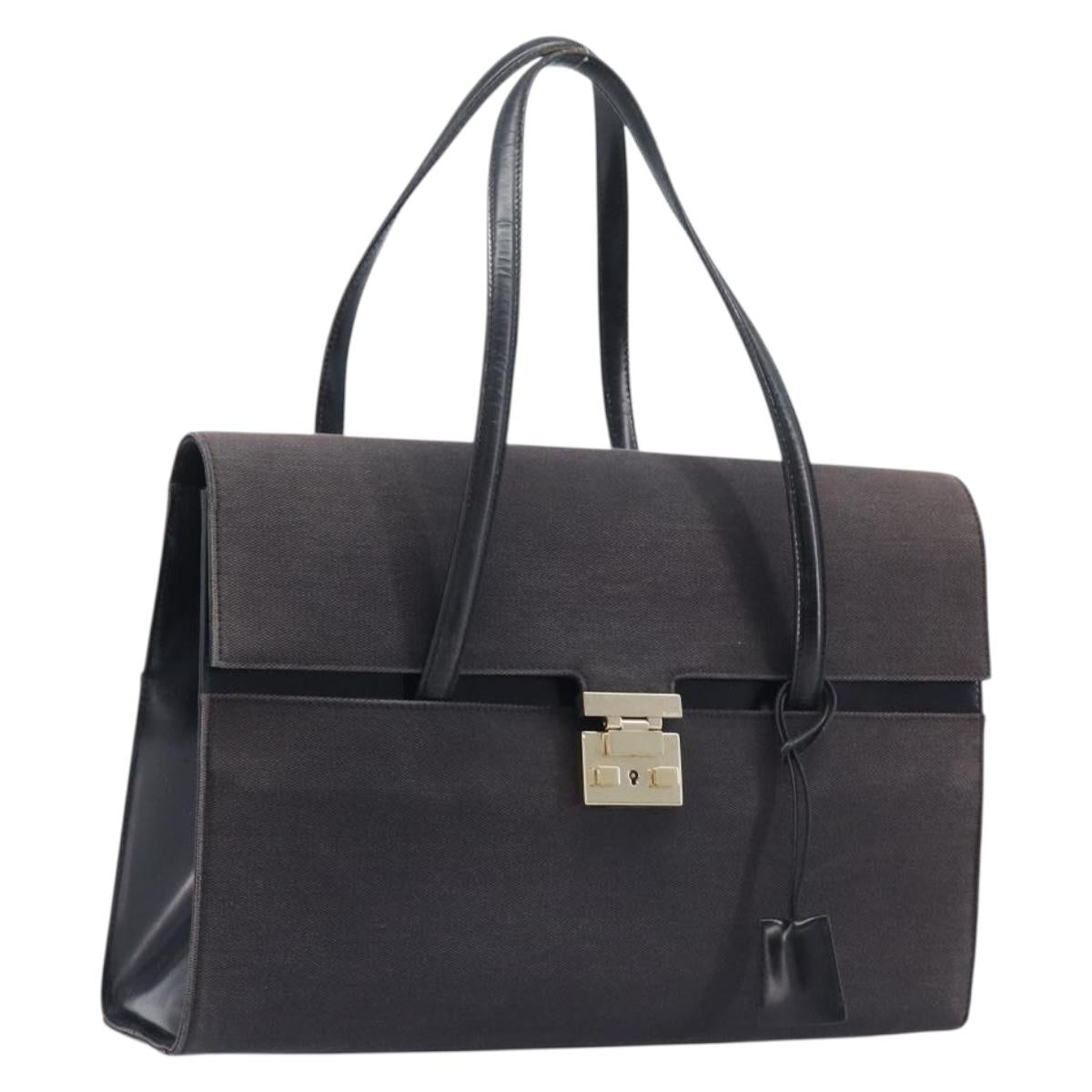 GUCCI Hand Bag Canvas Black Gold 001 4218 Auth 206491