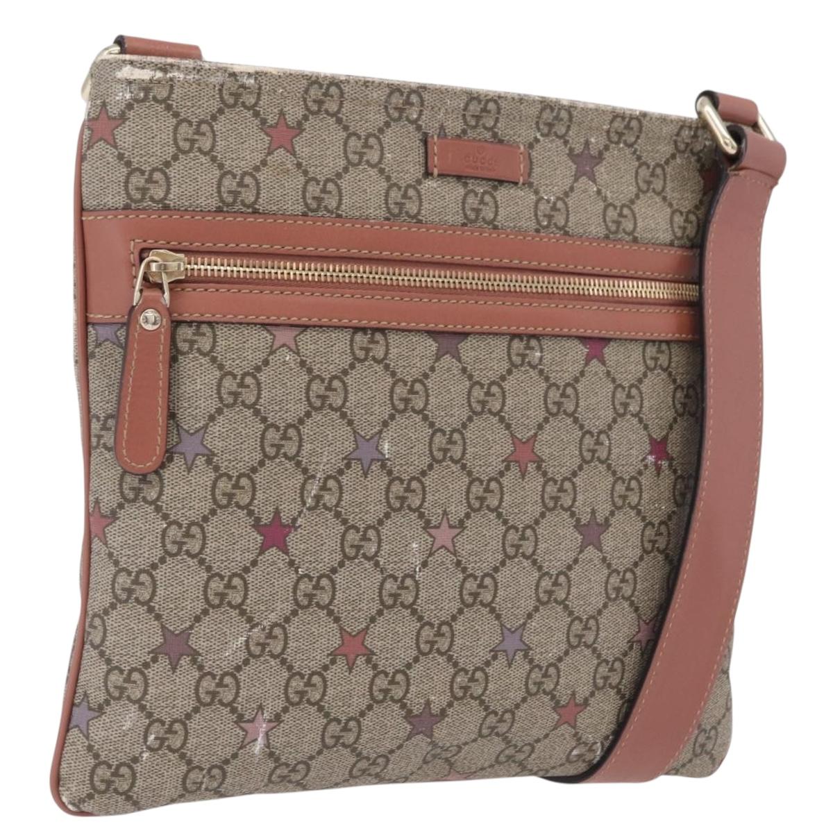 GUCCI GG Supreme Shoulder Bag PVC Beige Gold 295257 Auth 206500