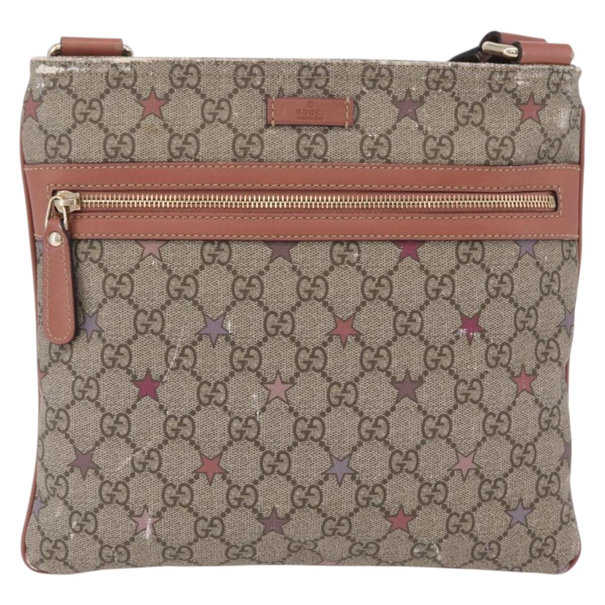 GUCCI GG Supreme Shoulder Bag PVC Beige Gold 295257 Auth 206500