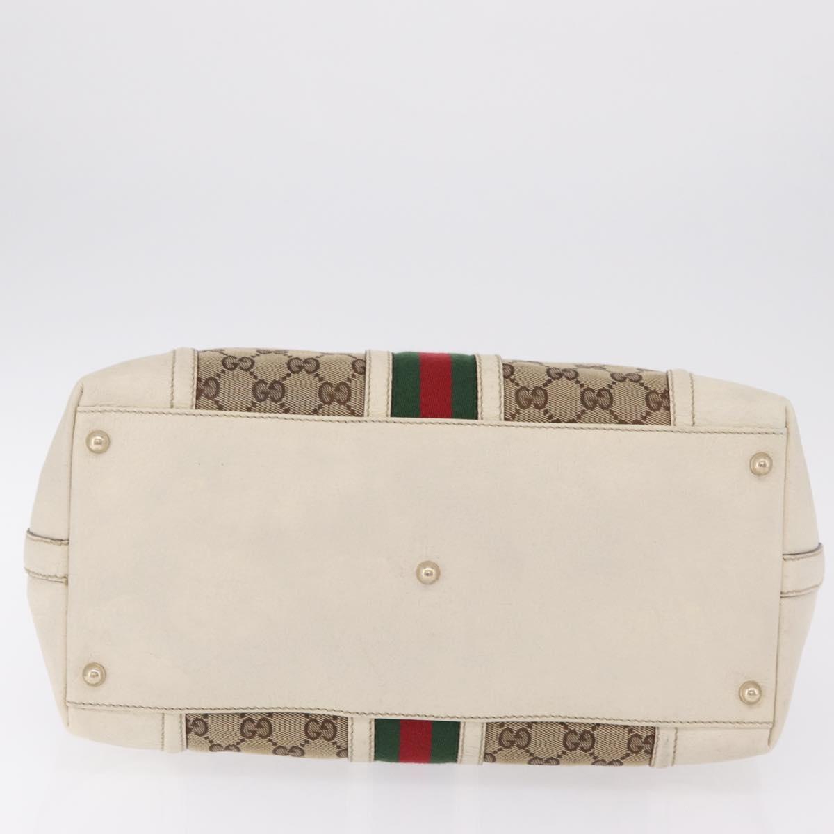 GUCCI GG Canvas Web Sherry Line Tote Bag Beige Gold 150335 Auth 206504