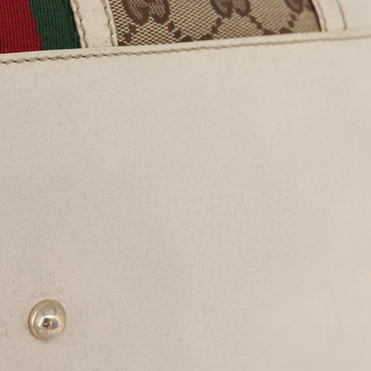 GUCCI GG Canvas Web Sherry Line Tote Bag Beige Gold 150335 Auth 206504