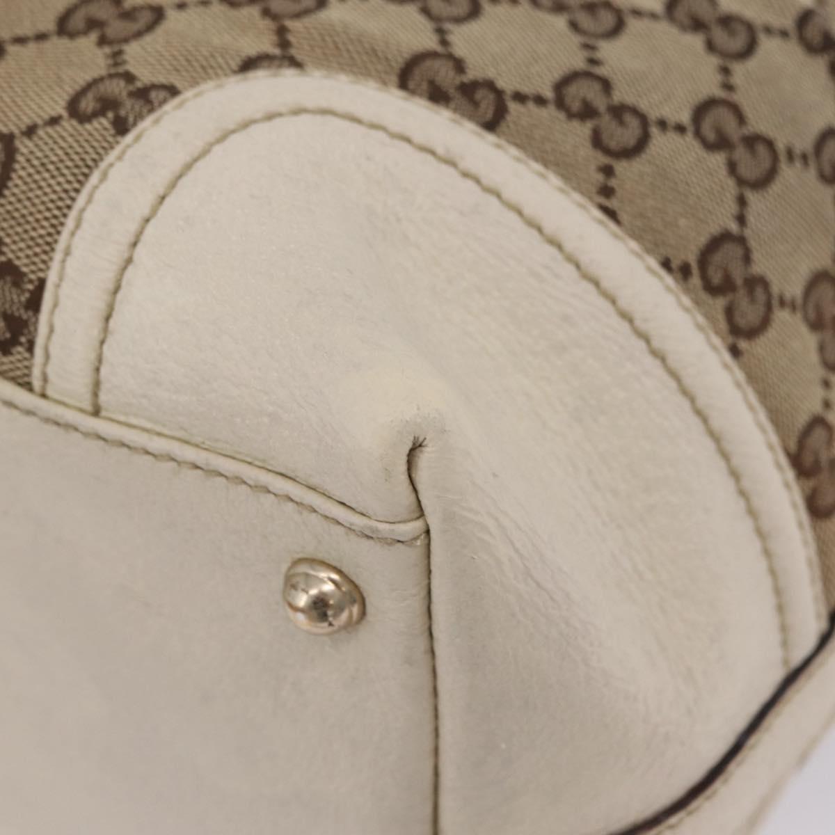 GUCCI GG Canvas Web Sherry Line Tote Bag Beige Gold 150335 Auth 206504