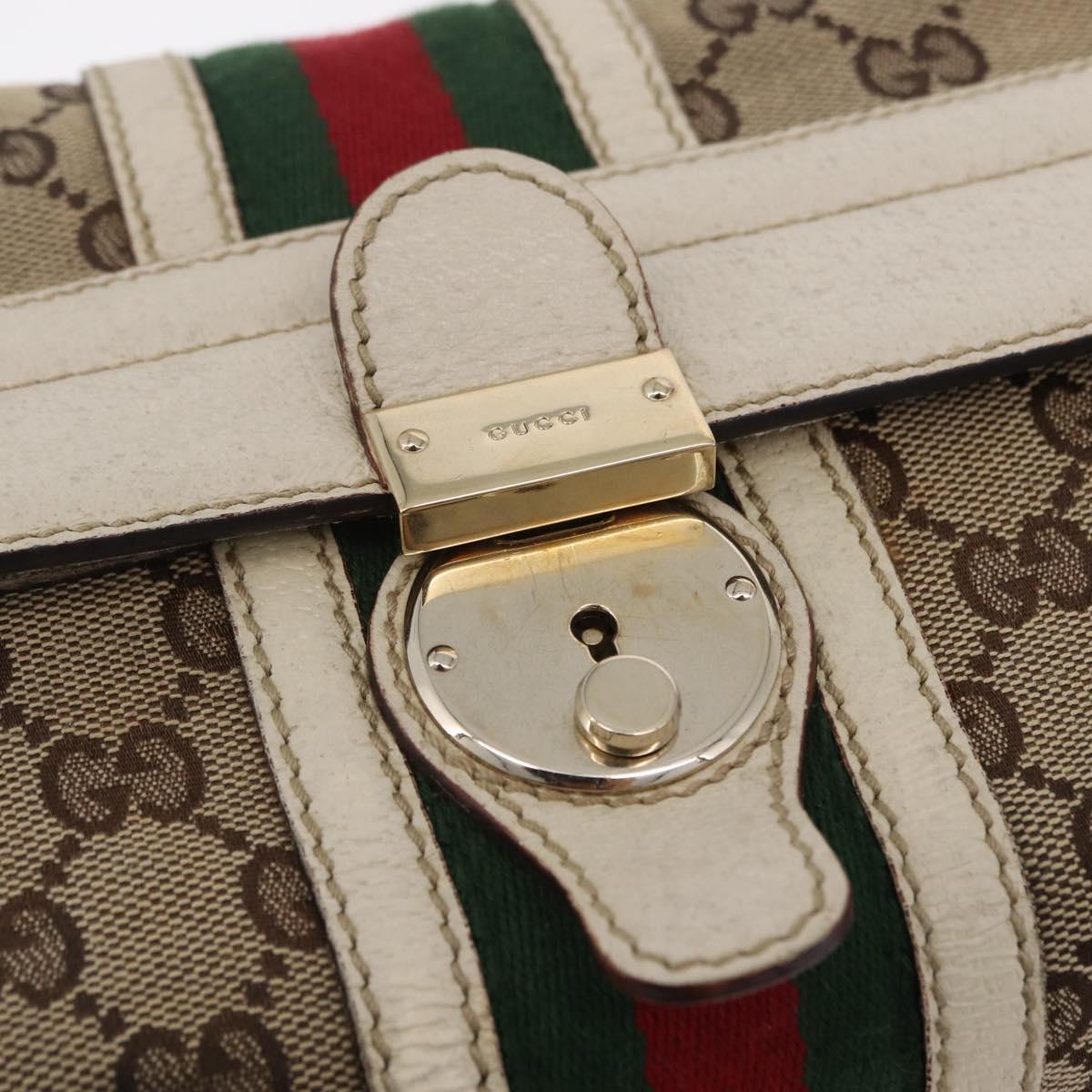 GUCCI GG Canvas Web Sherry Line Tote Bag Beige Gold 150335 Auth 206504