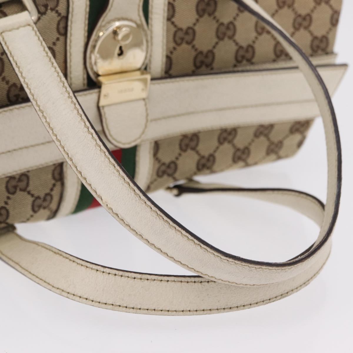 GUCCI GG Canvas Web Sherry Line Tote Bag Beige Gold 150335 Auth 206504
