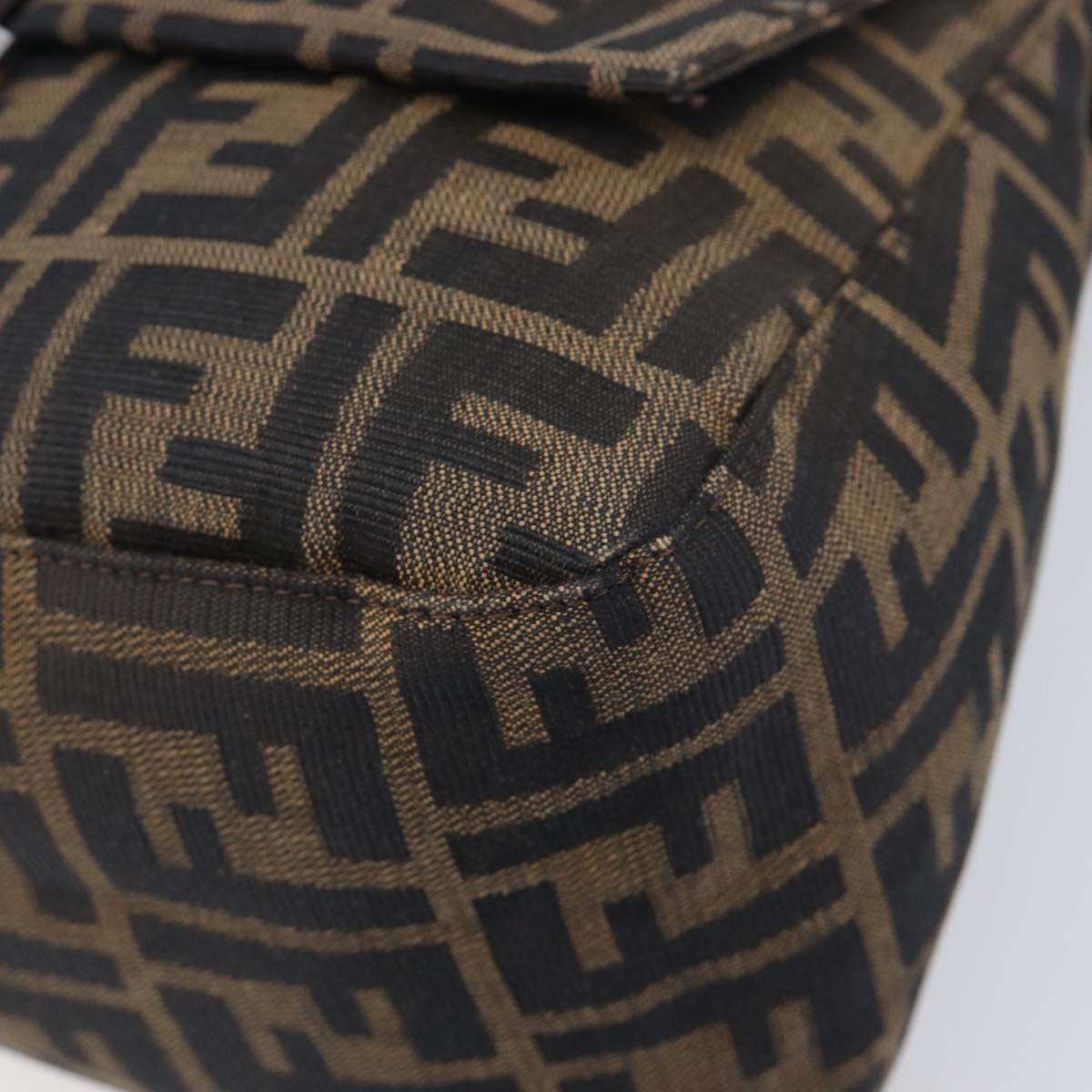 FENDI Zucca Canvas Mamma Baguette Shoulder Bag Brown Black Auth 206518V
