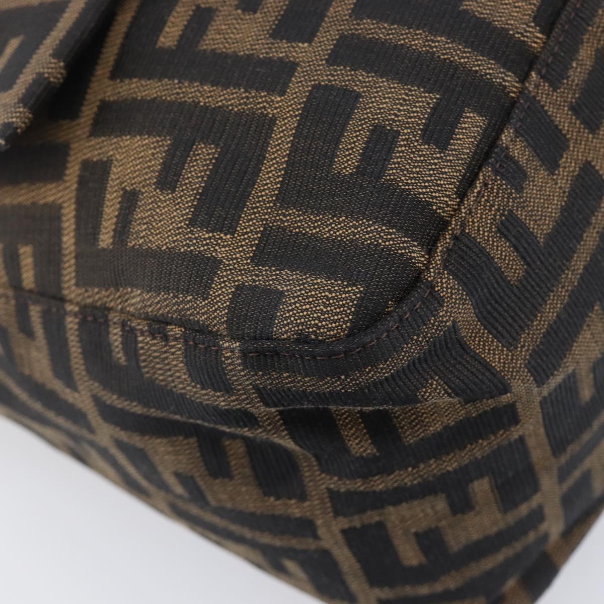 FENDI Zucca Canvas Mamma Baguette Shoulder Bag Brown Black Auth 206518V