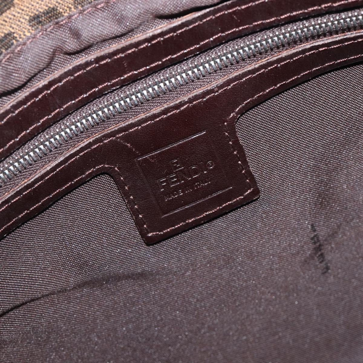 FENDI Zucca Canvas Mamma Baguette Shoulder Bag Brown Black Auth 206518V