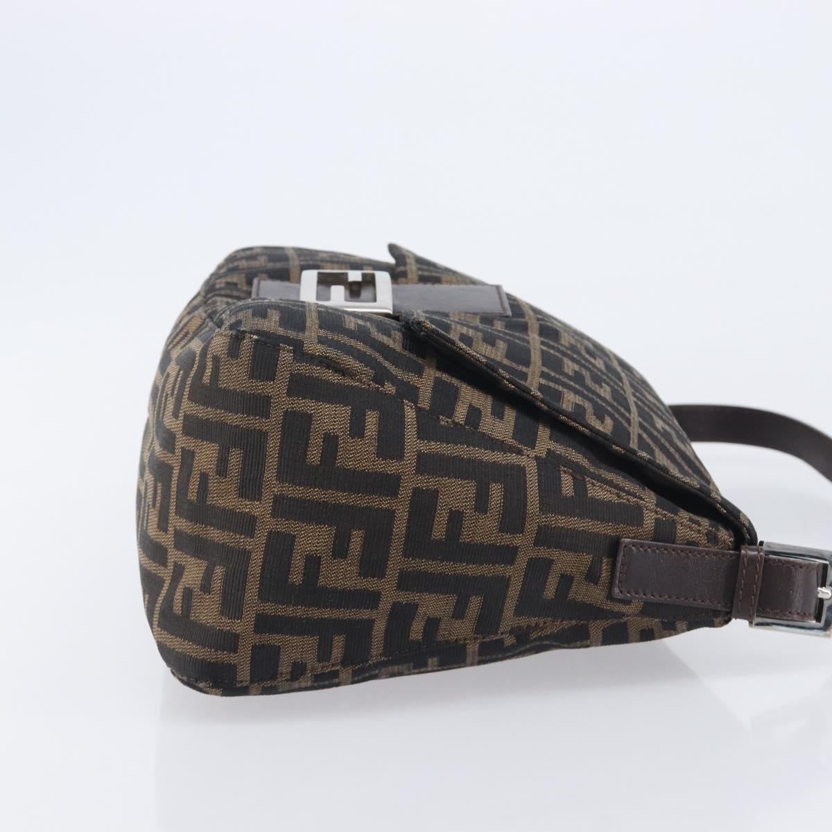 FENDI Zucca Canvas Mamma Baguette Shoulder Bag Brown Black Auth 206518V