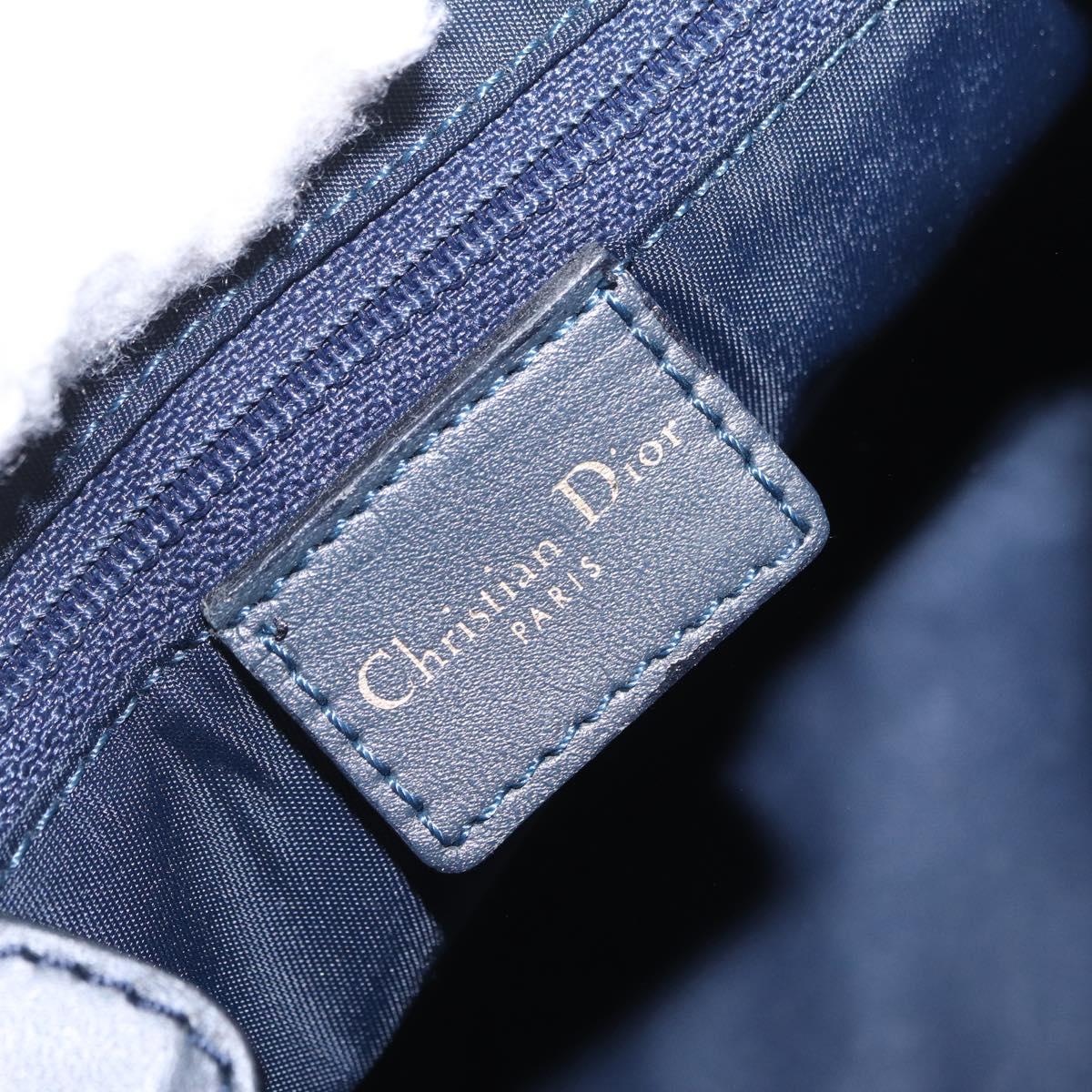 Christian Dior Trotter Canvas Hand Bag Navy Gold Auth 206522A