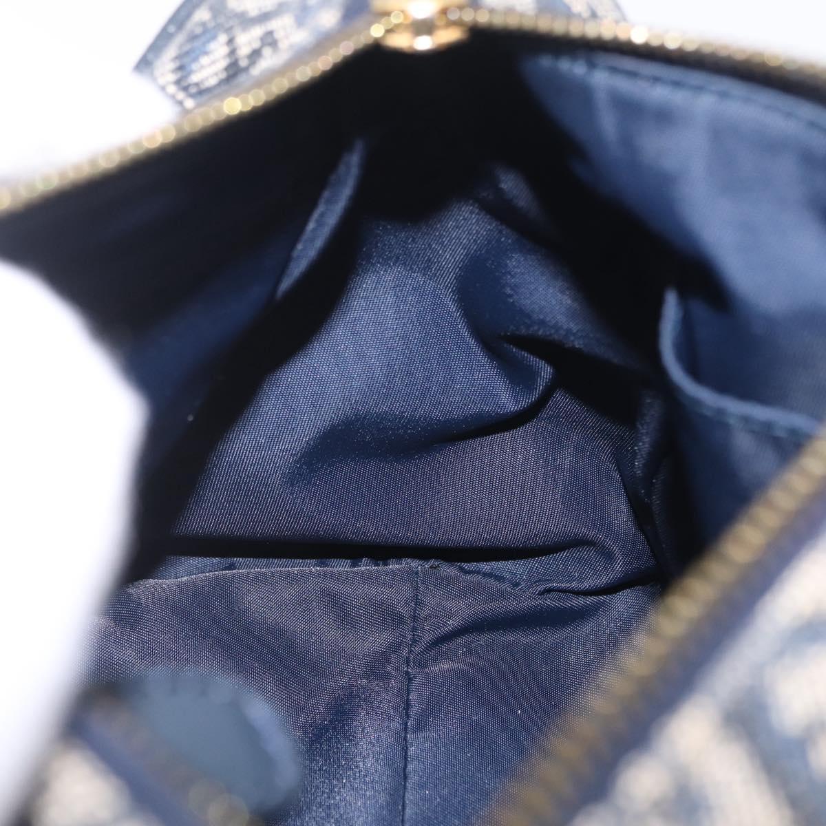 Christian Dior Trotter Canvas Hand Bag Navy Gold Auth 206522A