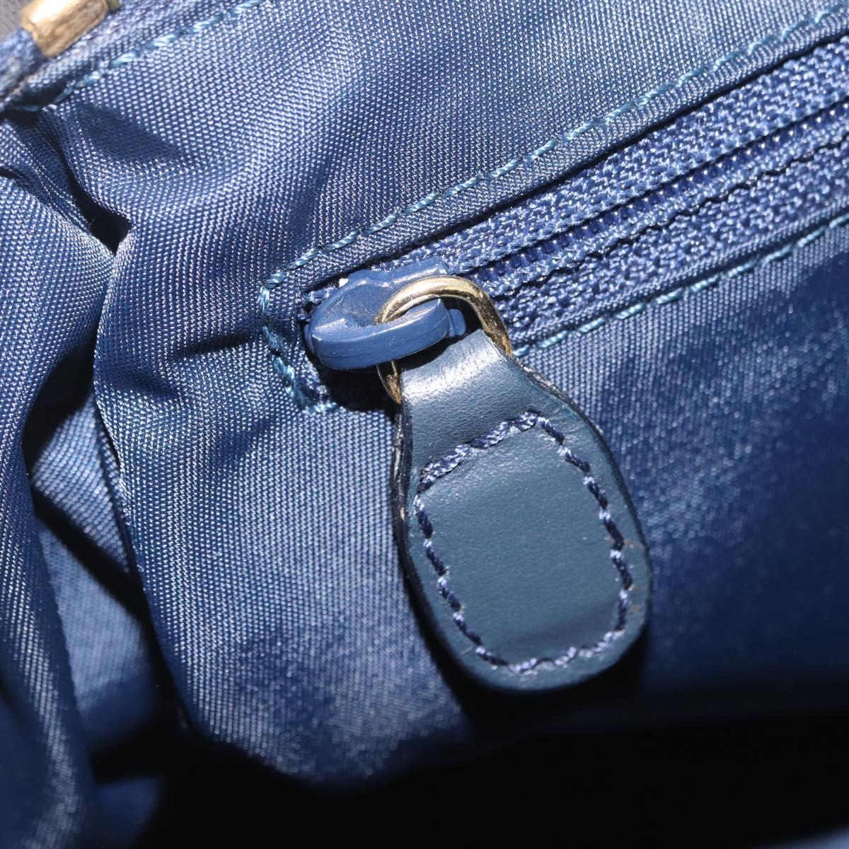 Christian Dior Trotter Canvas Hand Bag Navy Gold Auth 206522A