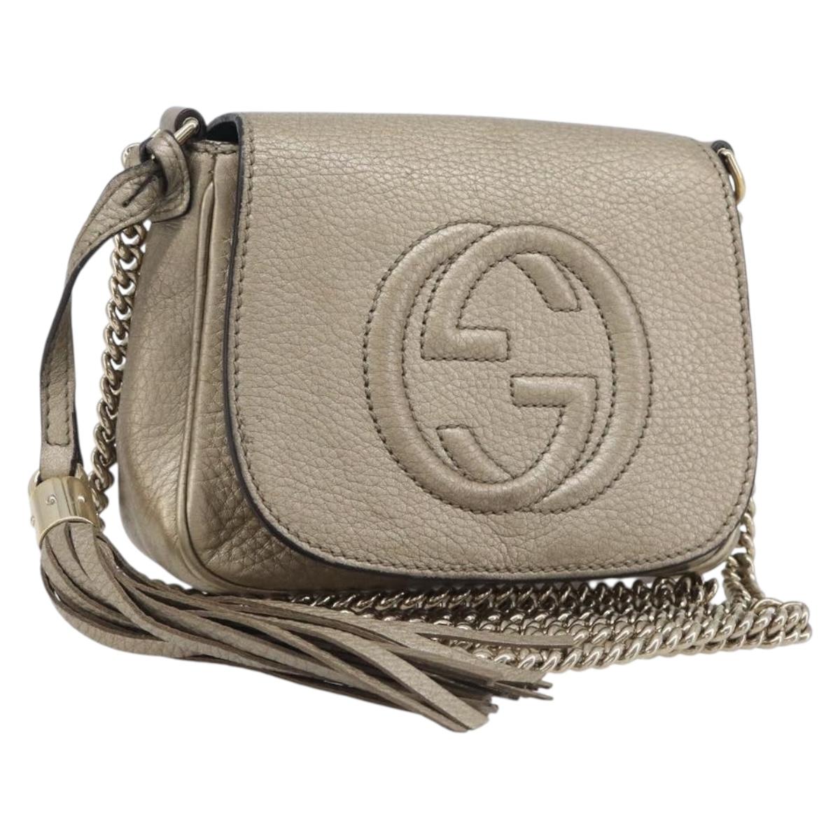 GUCCI Soho Chain Shoulder Bag Leather Gold 323190 Auth 206523A