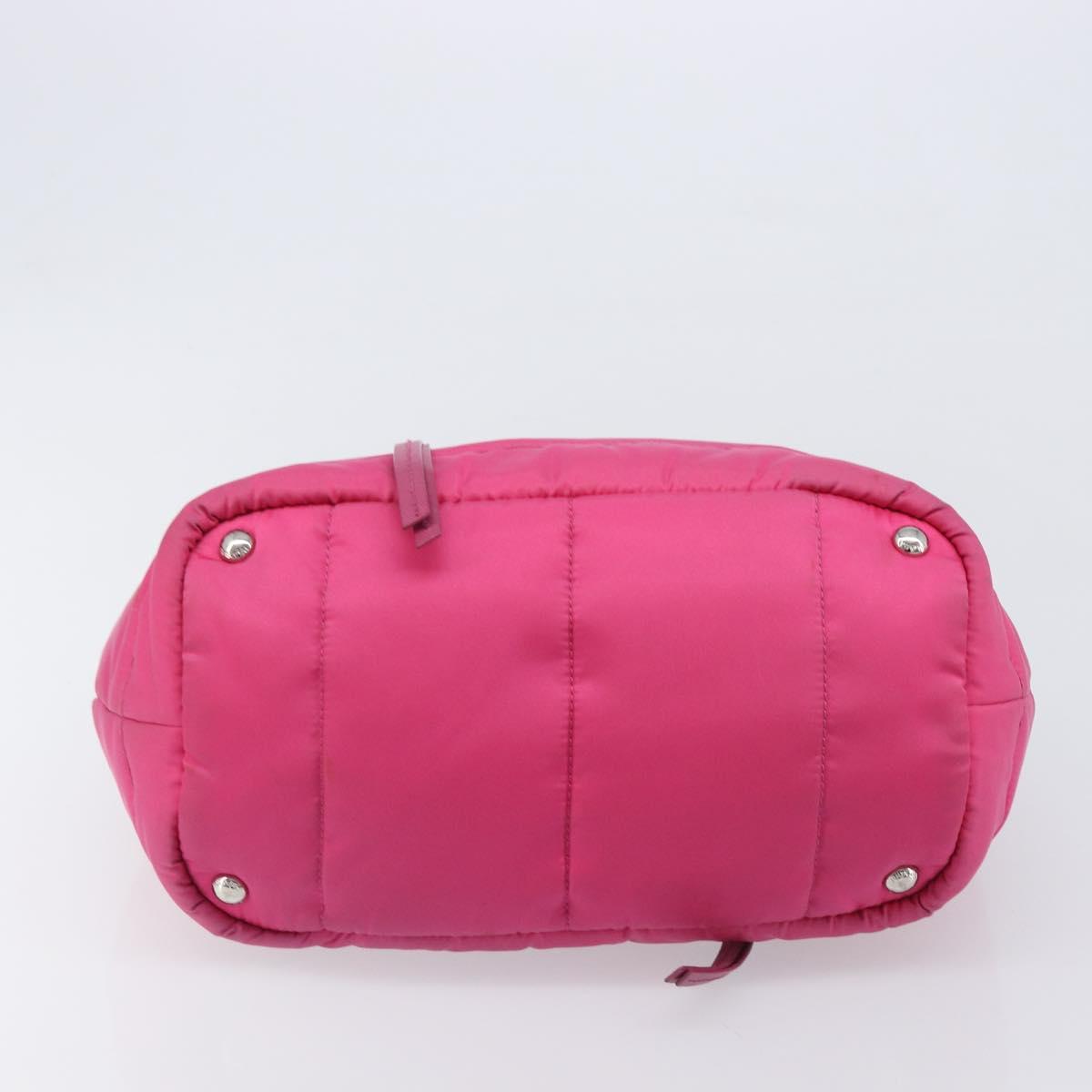 PRADA Hand Bag Nylon Pink Silver Auth 206524A