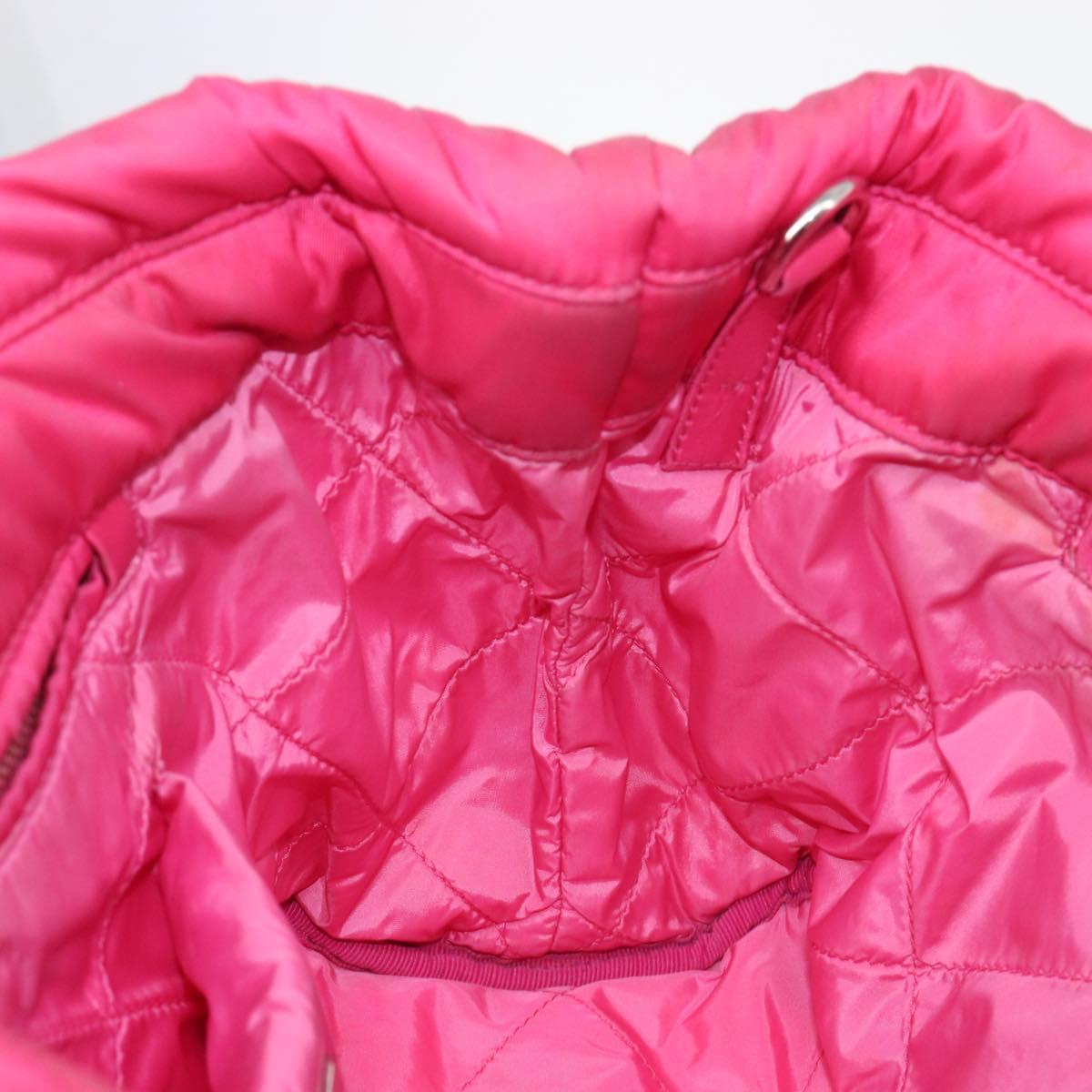 PRADA Hand Bag Nylon Pink Silver Auth 206524A