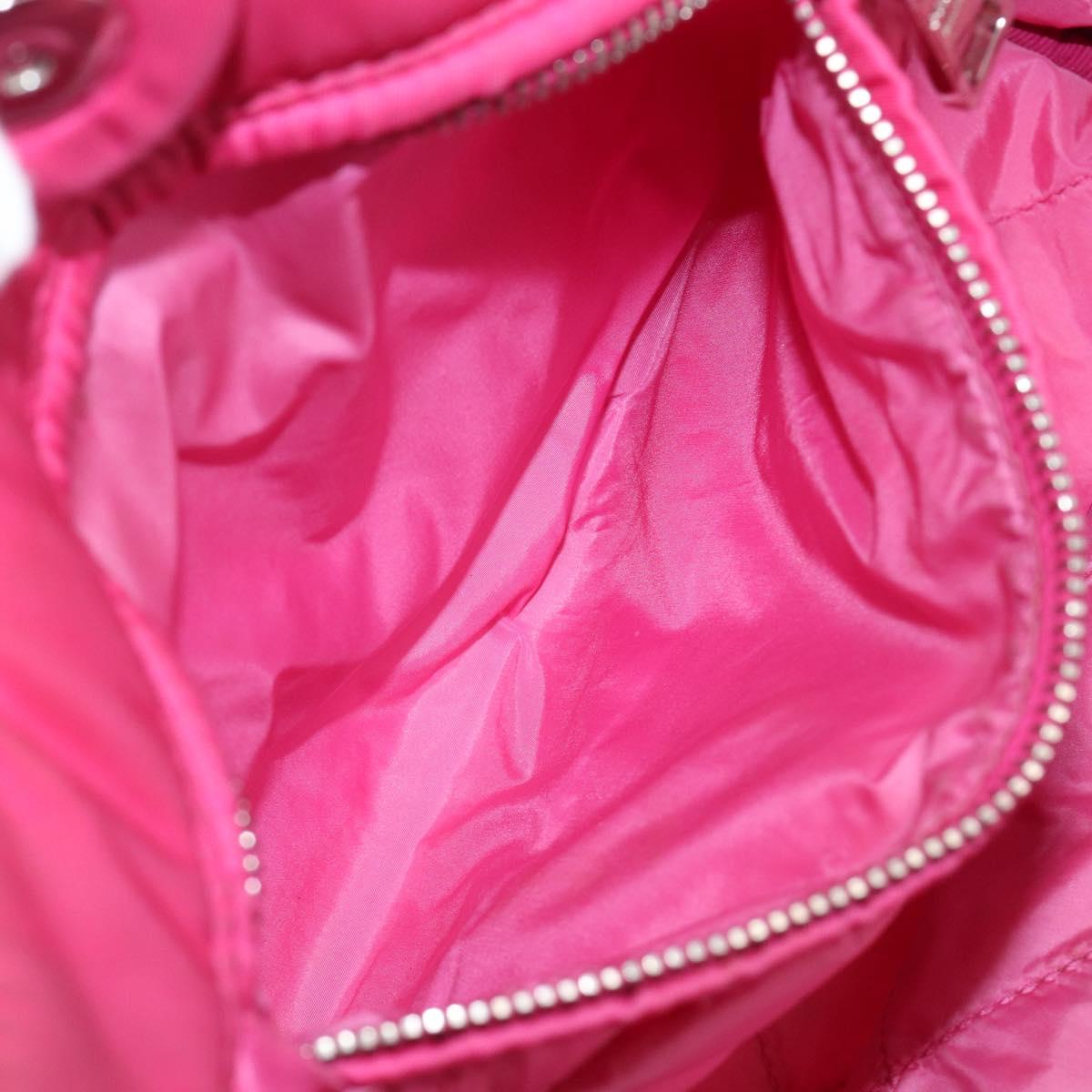 PRADA Hand Bag Nylon Pink Silver Auth 206524A