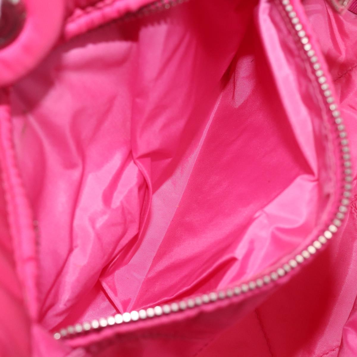 PRADA Hand Bag Nylon Pink Silver Auth 206524A
