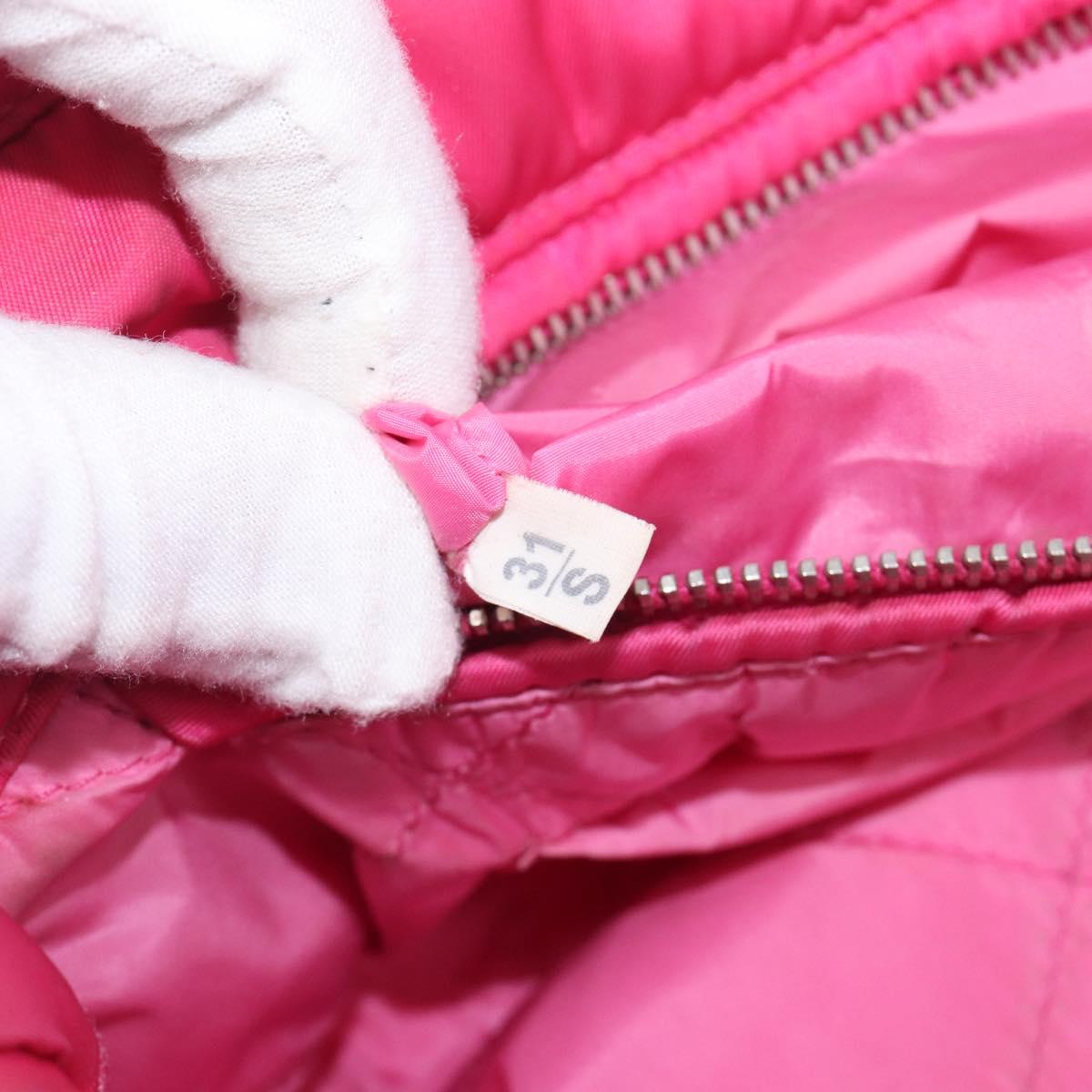 PRADA Hand Bag Nylon Pink Silver Auth 206524A