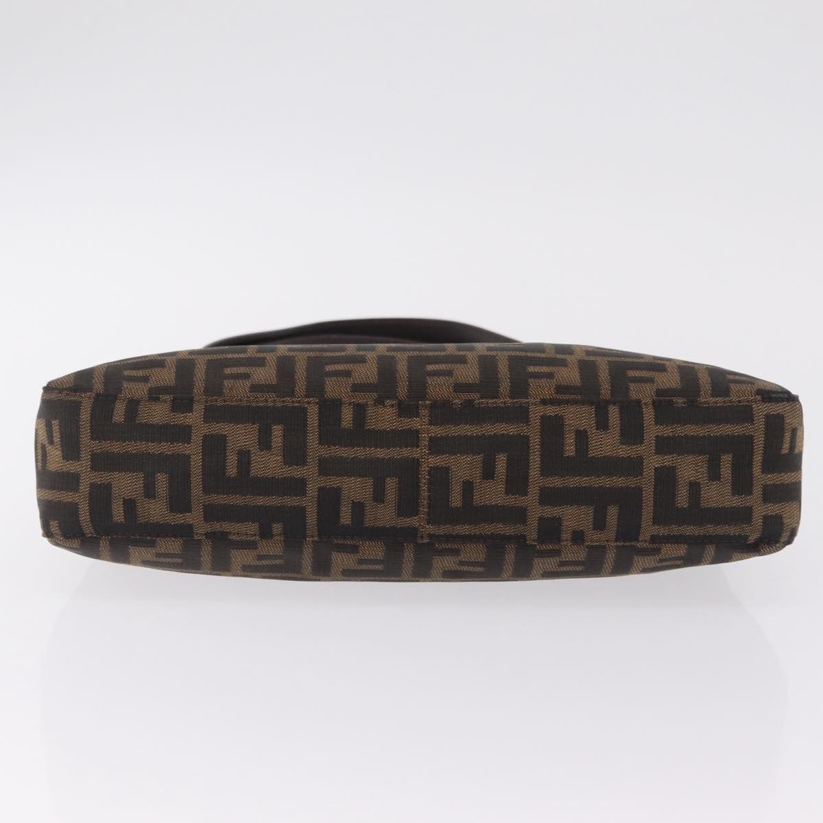 FENDI Zucca Canvas Shoulder Bag Brown Black Auth 206528V