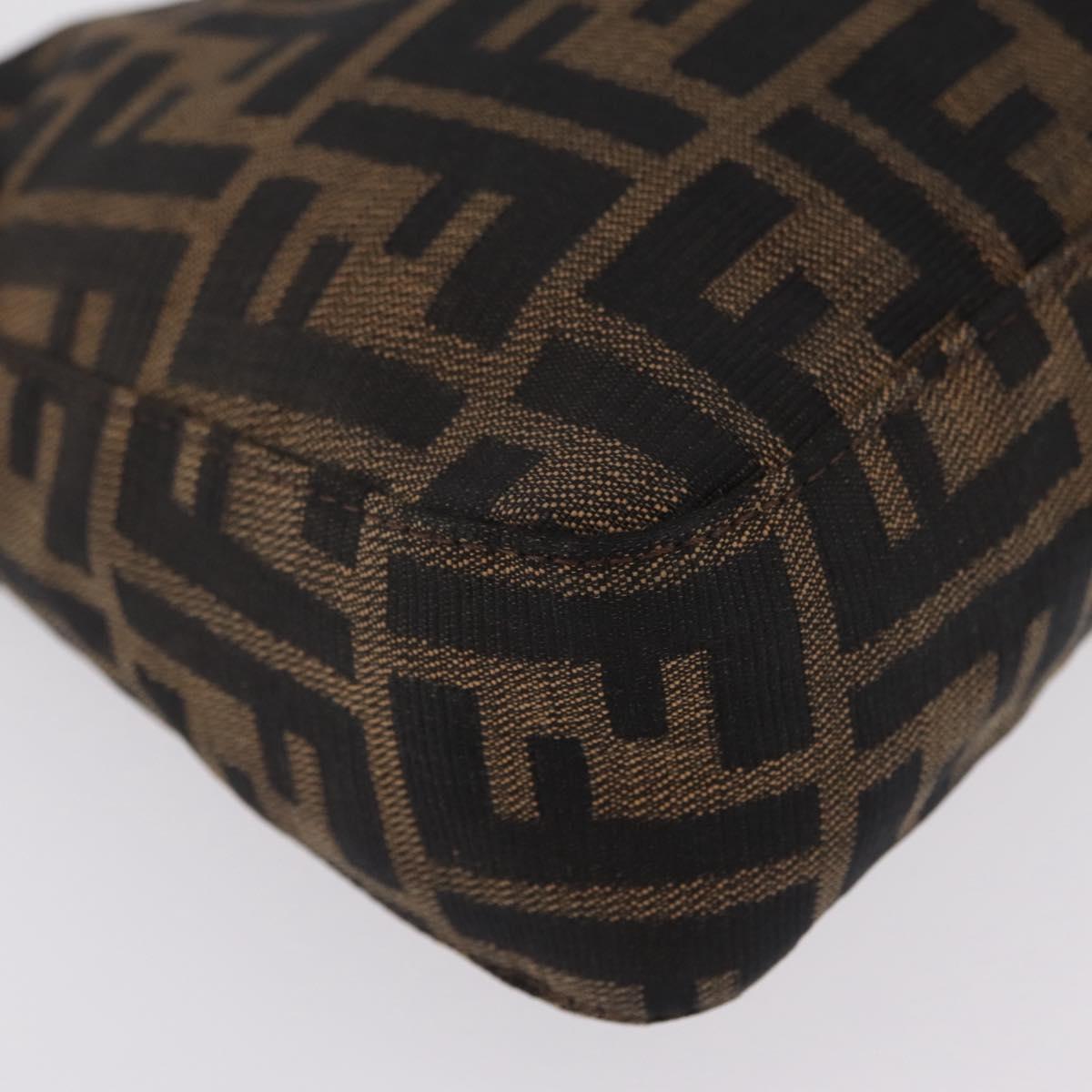 FENDI Zucca Canvas Shoulder Bag Brown Black Auth 206528V