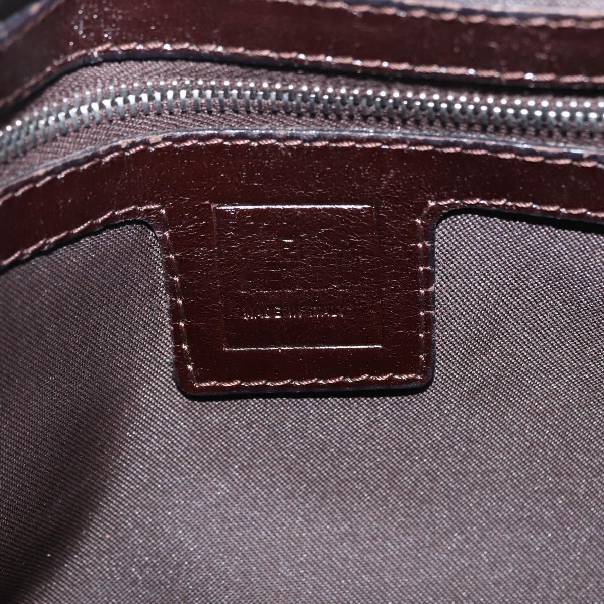 FENDI Zucca Canvas Shoulder Bag Brown Black Auth 206528V