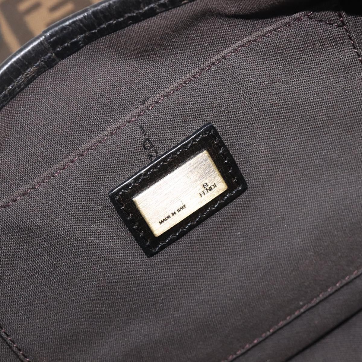 FENDI Zucca Canvas Chain Shoulder Bag Black Brown 8BR551 Auth 206529
