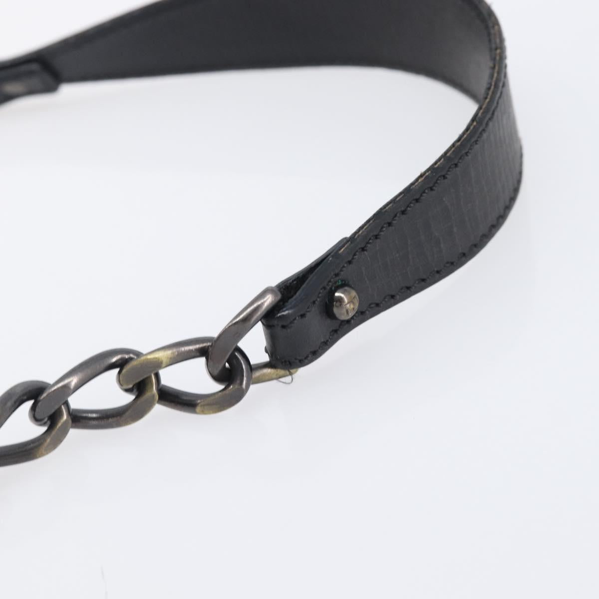 FENDI Zucca Canvas Chain Shoulder Bag Black Brown 8BR551 Auth 206529