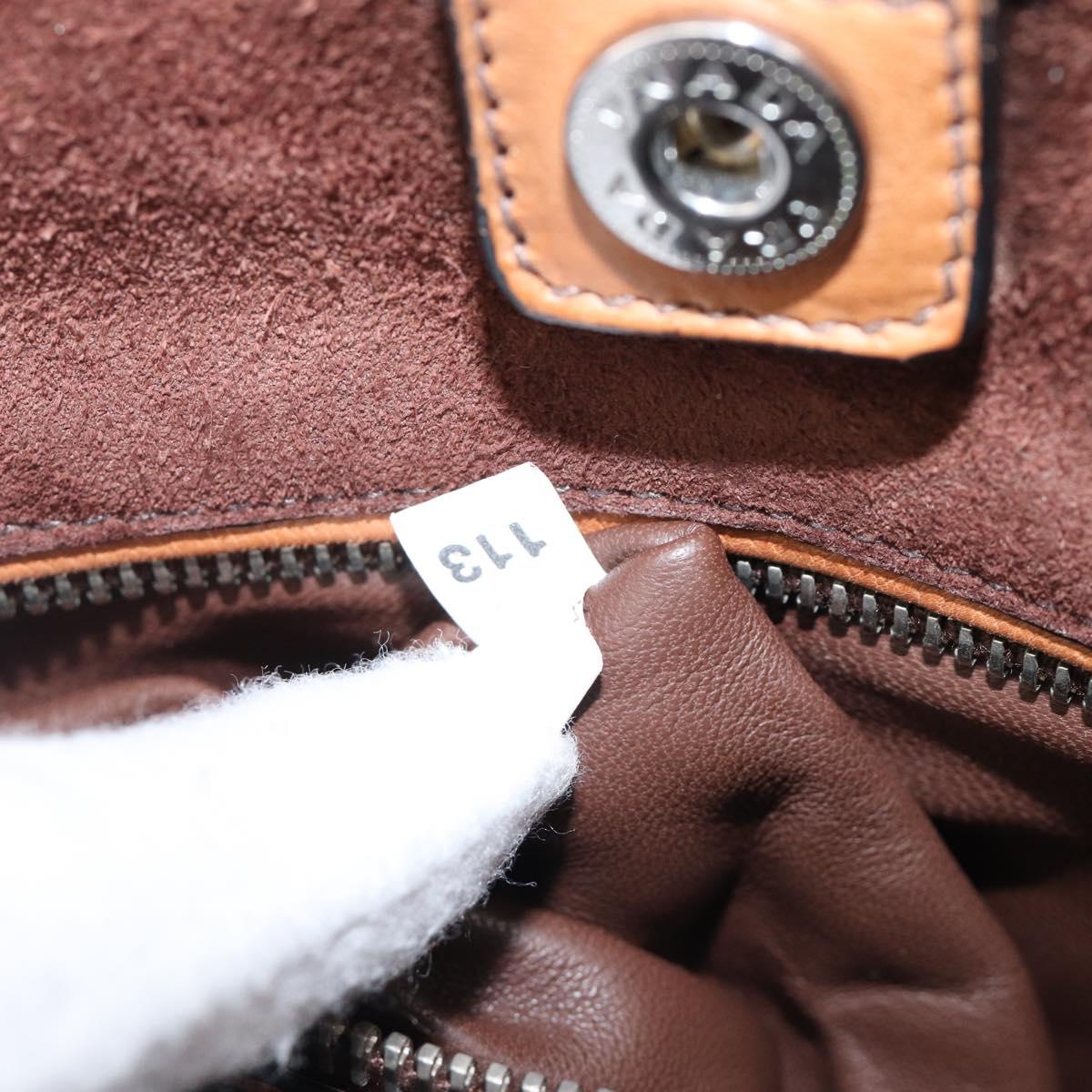 PRADA Hand Bag Leather 2way Brown Silver Auth 206531A
