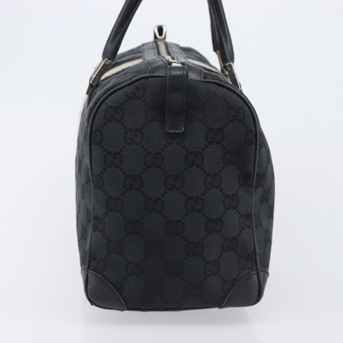 GUCCI GG Canvas Sherry Line Hand Bag Black Silver 000 0846 Auth 206535
