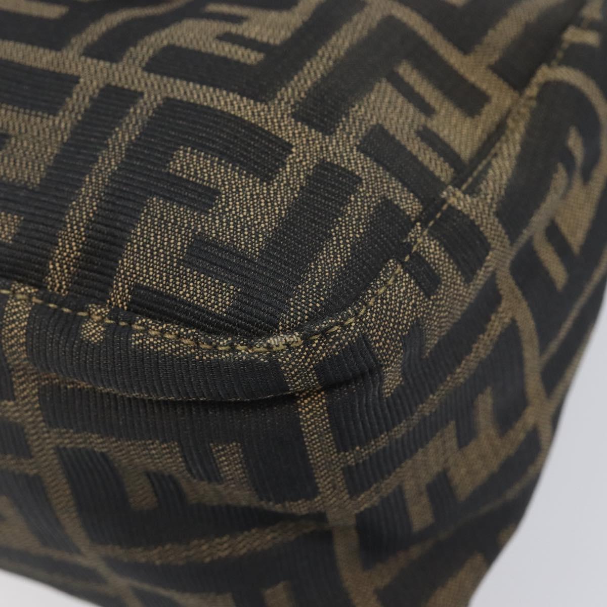 FENDI Zucca Canvas Hand Bag Black Brown Auth 206541A