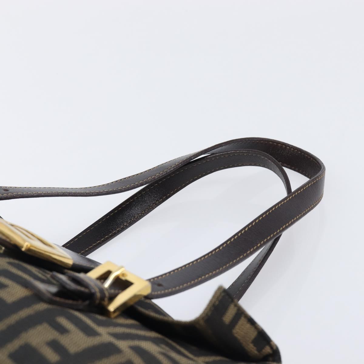 FENDI Zucca Canvas Hand Bag Black Brown Auth 206541A