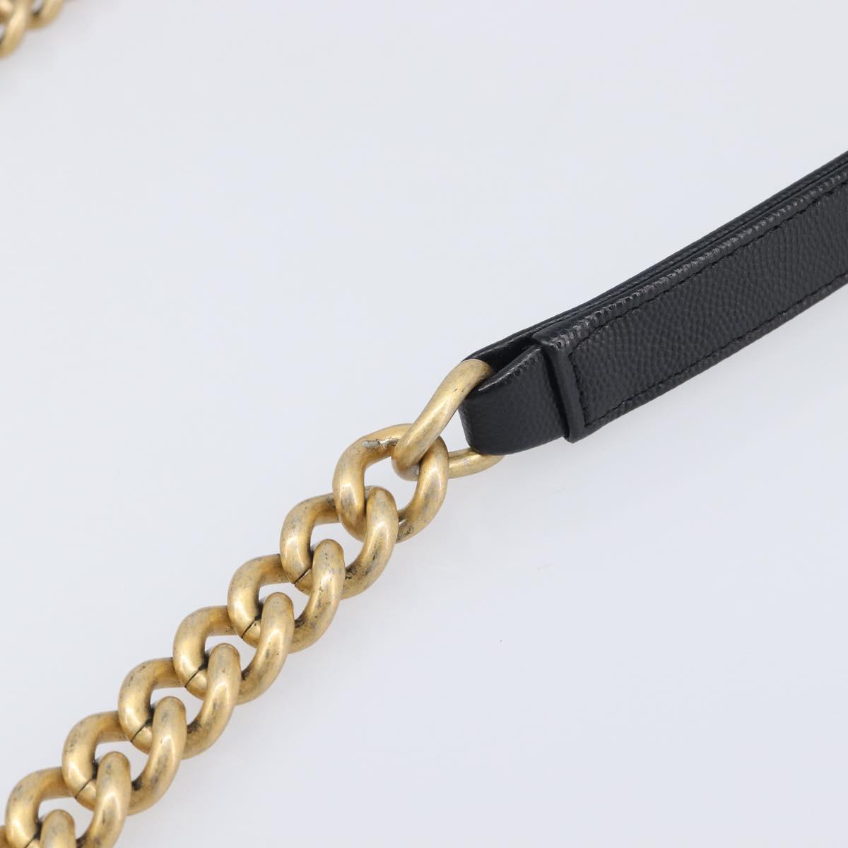 CHANEL Boy Chanel Matelasse Chain Bag Caviar Skin Black Gold CC Auth 206546SAM