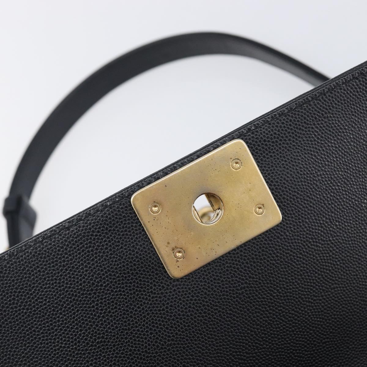 CHANEL Boy Chanel Matelasse Chain Bag Caviar Skin Black Gold CC Auth 206546SAM