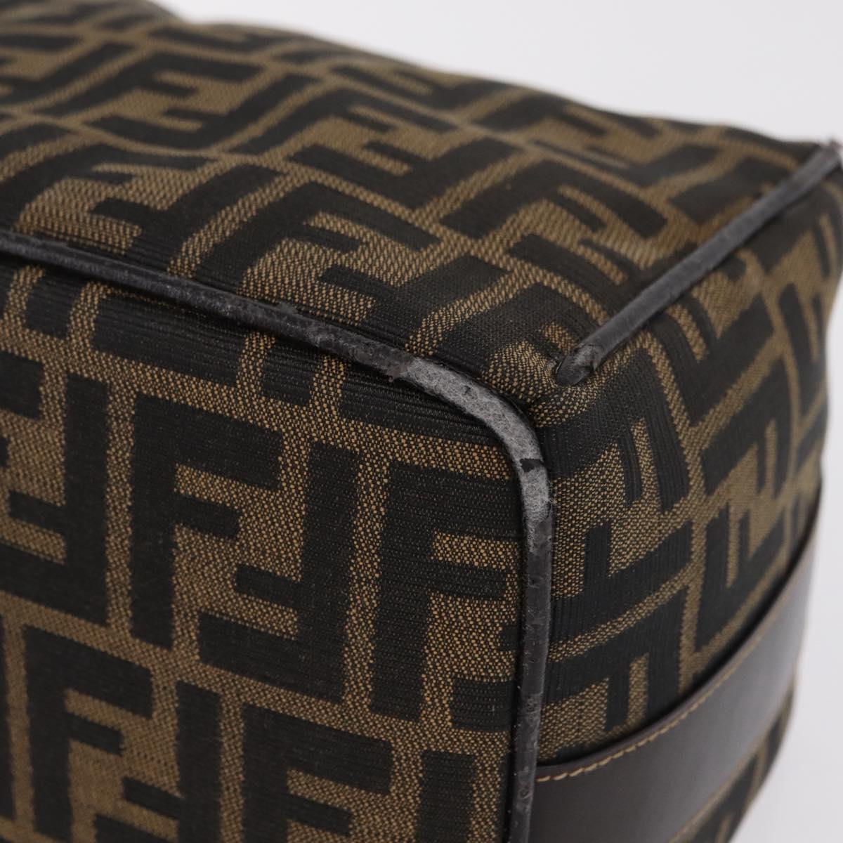 FENDI Zucca Canvas Vanity Hand Bag Black Brown Auth 206549A