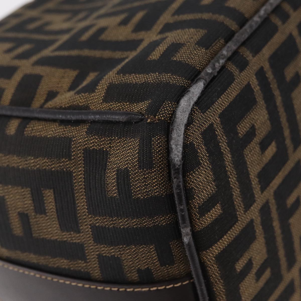 FENDI Zucca Canvas Vanity Hand Bag Black Brown Auth 206549A