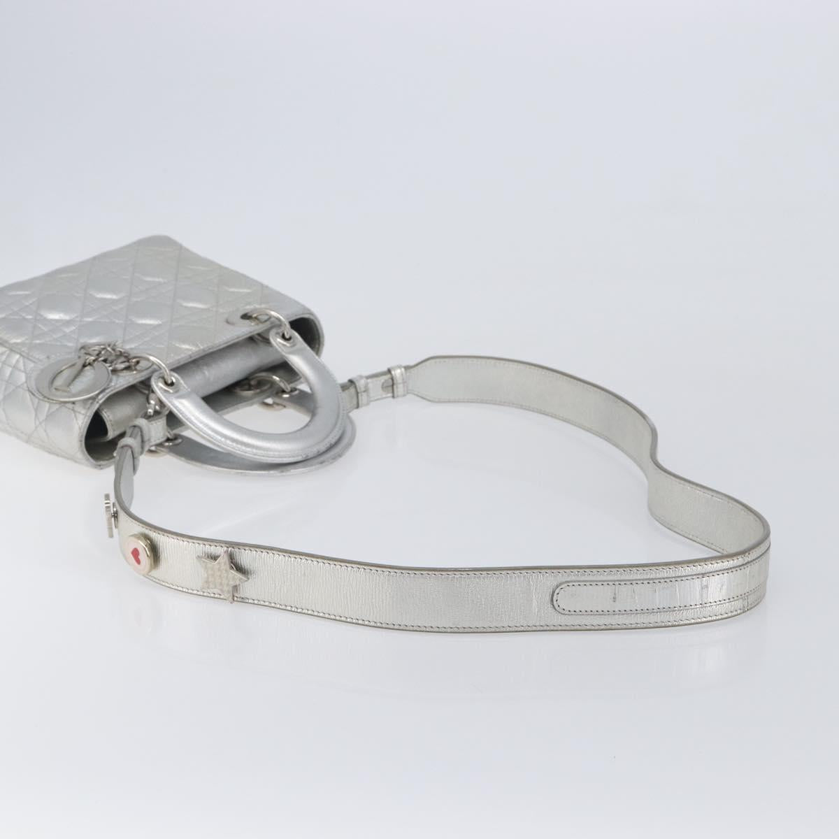 Christian Dior Canage Hand Bag Leather 2way Silver Auth 206553V