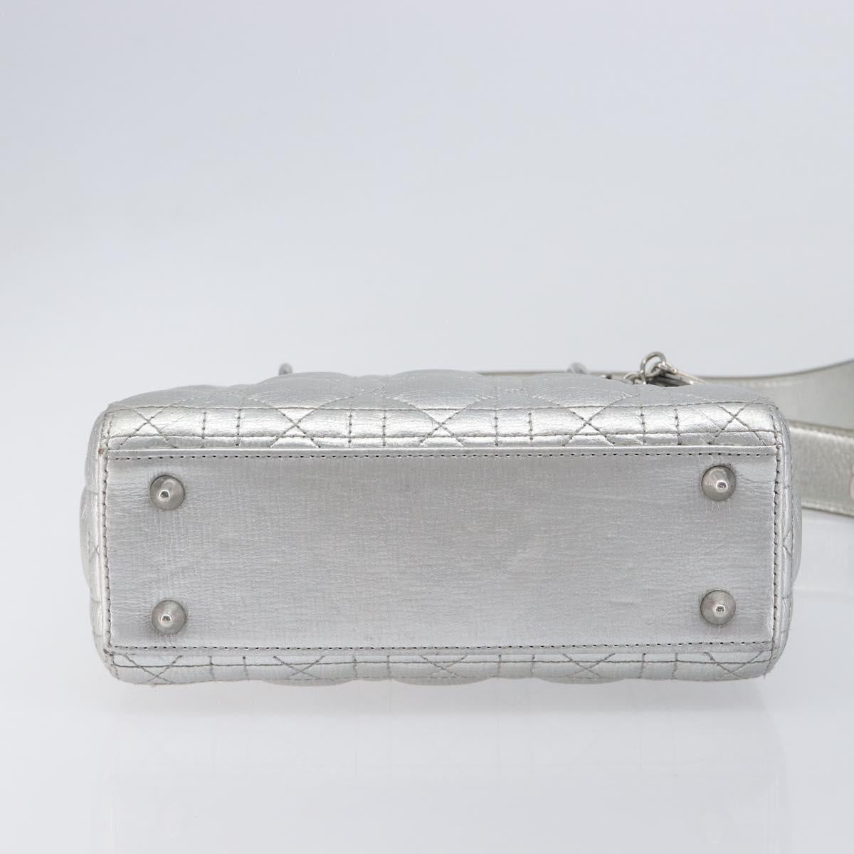 Christian Dior Canage Hand Bag Leather 2way Silver Auth 206553V