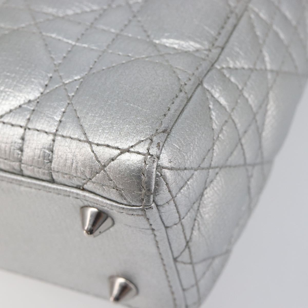 Christian Dior Canage Hand Bag Leather 2way Silver Auth 206553V
