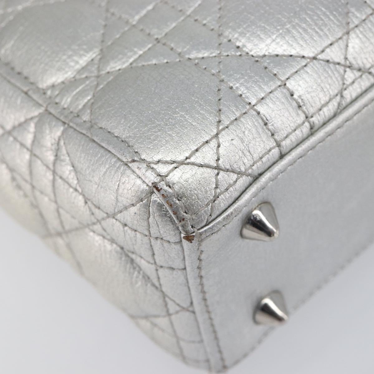 Christian Dior Canage Hand Bag Leather 2way Silver Auth 206553V