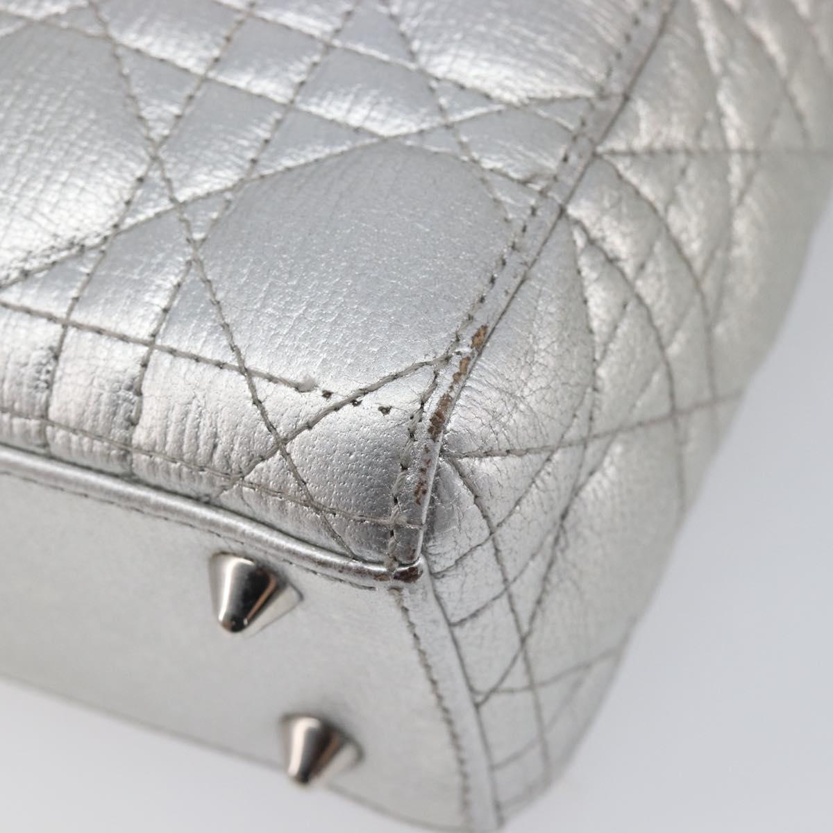Christian Dior Canage Hand Bag Leather 2way Silver Auth 206553V