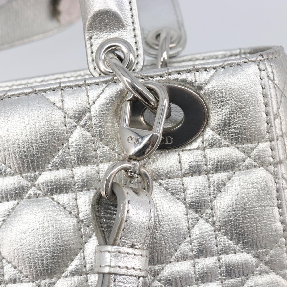 Christian Dior Canage Hand Bag Leather 2way Silver Auth 206553V