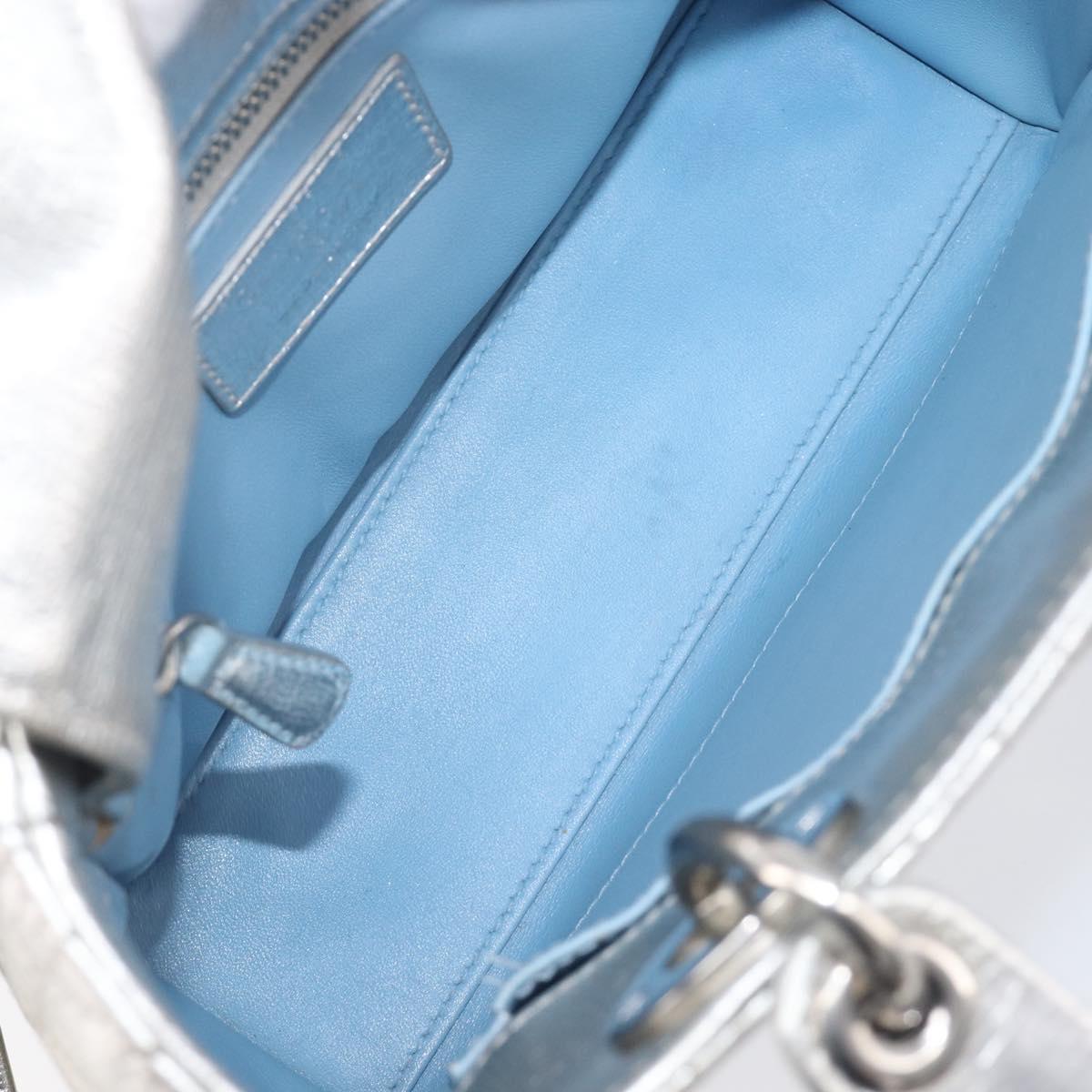 Christian Dior Canage Hand Bag Leather 2way Silver Auth 206553V