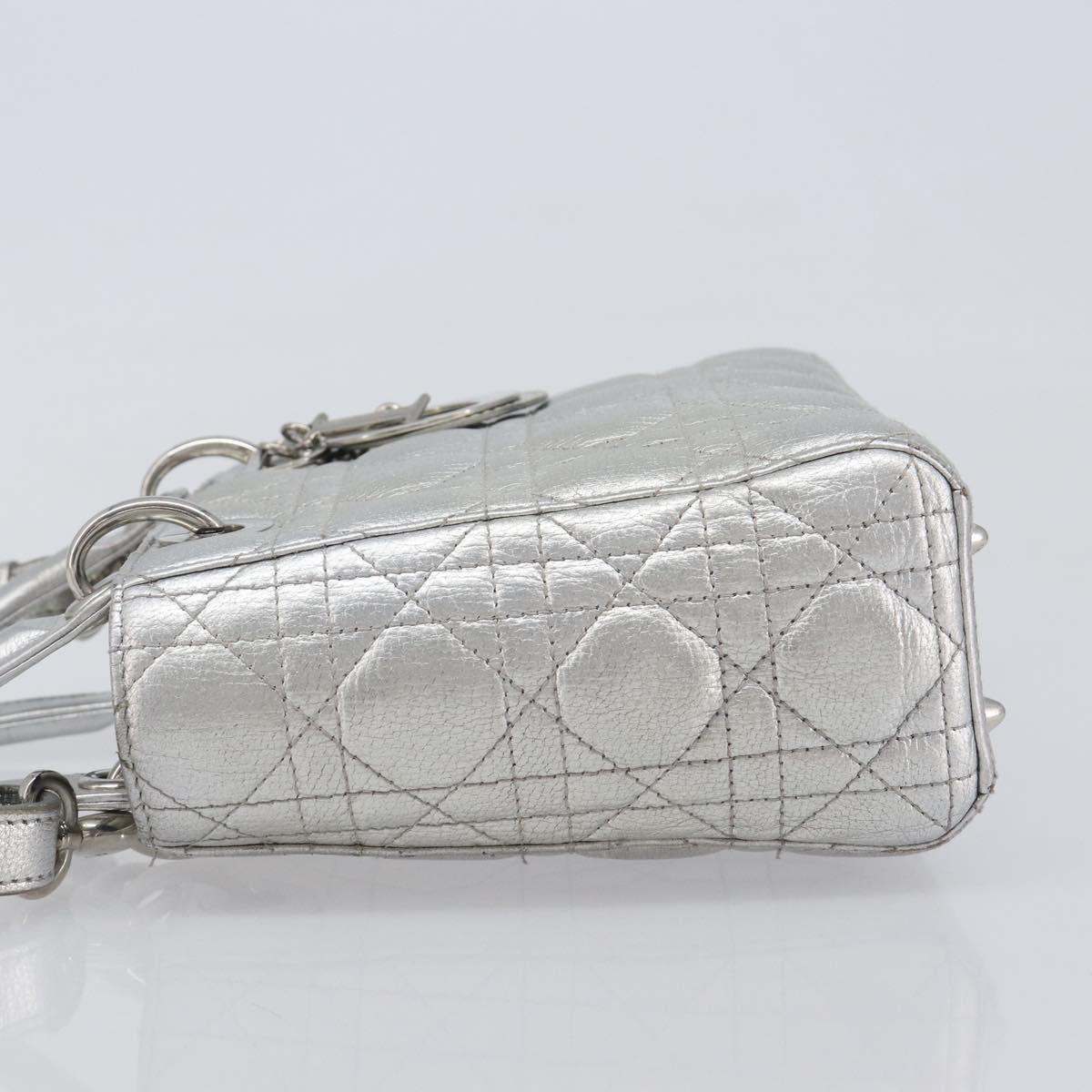 Christian Dior Canage Hand Bag Leather 2way Silver Auth 206553V