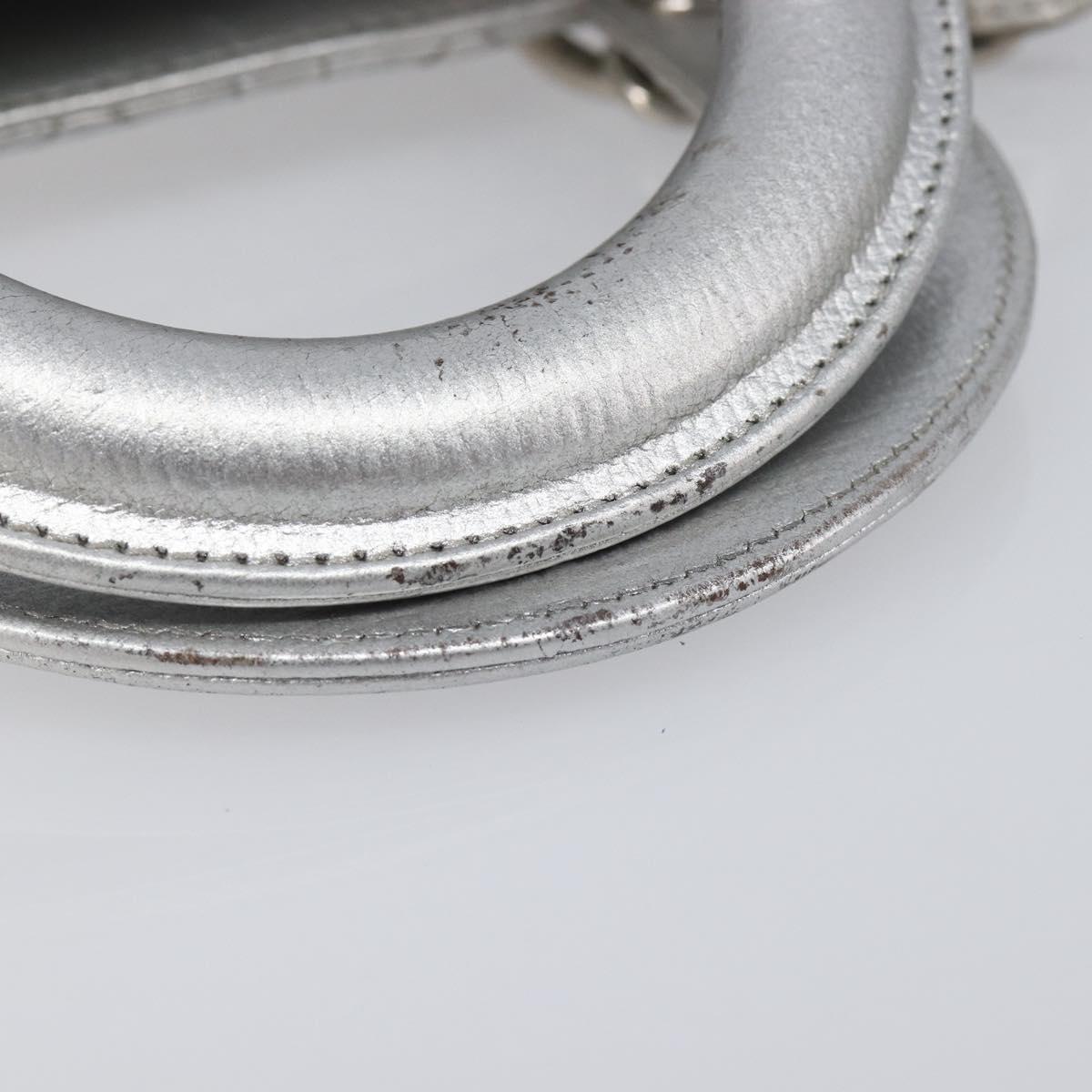 Christian Dior Canage Hand Bag Leather 2way Silver Auth 206553V
